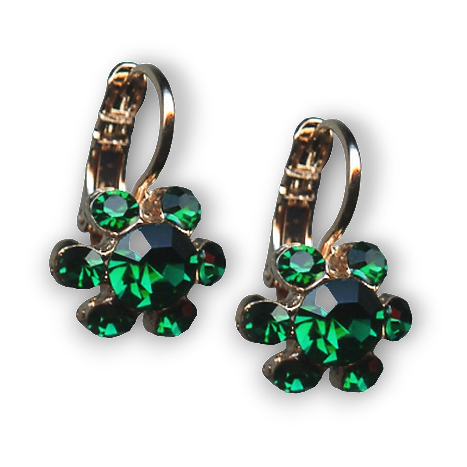 E-1090-3-205205-RG6 (1) Mariana Earrings Dainty Floral Emerald Austrian Crystals My Treasures Coll. - Image 1
