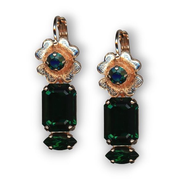 Mariana Earrings Glamorous Floral Emerald Austrian Crystals My Treasures Coll.