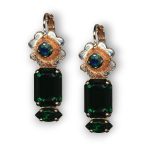 Mariana Earrings Glamorous Floral Emerald Austrian Crystals My Treasures Coll. - Image 2