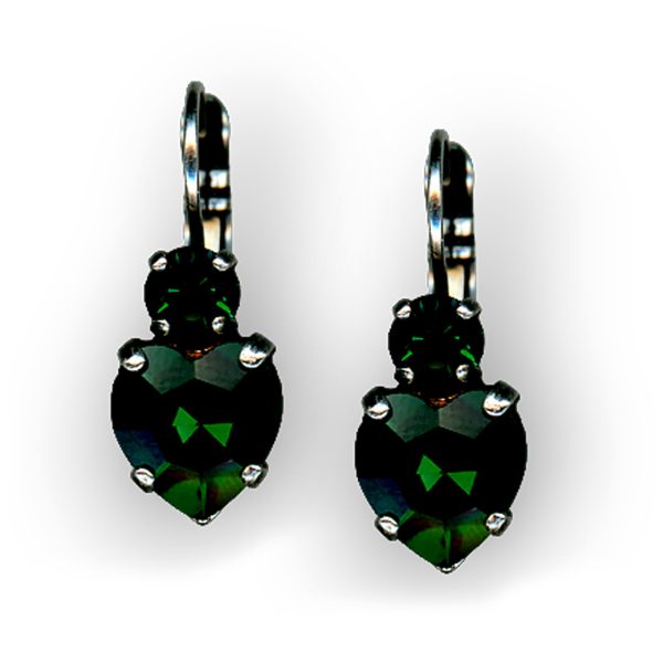 Mariana Earrings Heart Shaped Emerald Austrian Crystals My Treasures Coll.