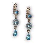Mariana Earrings Dangling Floral Aquamarine Austrian Crystals My Treasures Coll. - Image 2