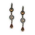 Mariana Earrings Charming Amber, Champagne, & Pale Blue Austrian Crystals Moondrops Cocktail Hour Coll. - Image 2