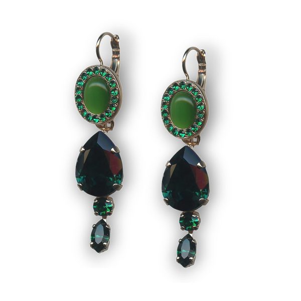 Mariana Earrings Exude Elegance Emerald & Green Opal Austrian Crystals My Treasures Coll.