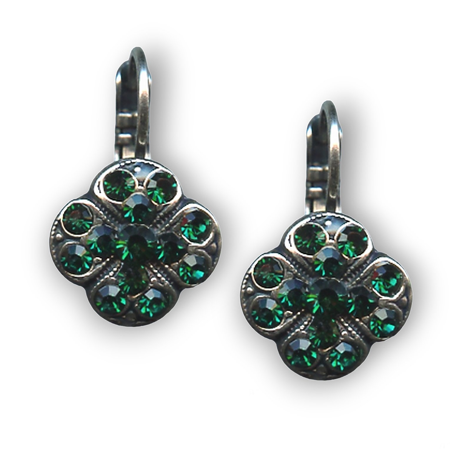 E-1145-205205-SP6 (1) Earrings By Mariana Woman Clover Shaped Emerald Swarovski Crystals - Image 1