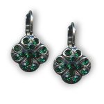 Earrings By Mariana Woman Clover Shaped Emerald Swarovski Crystals - Image 2