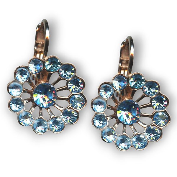 Earrings By Mariana Woman Beautiful Flower Shape Aquamarine Swarovski Crystals