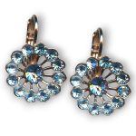 Earrings By Mariana Woman Beautiful Flower Shape Aquamarine Swarovski Crystals - Image 3