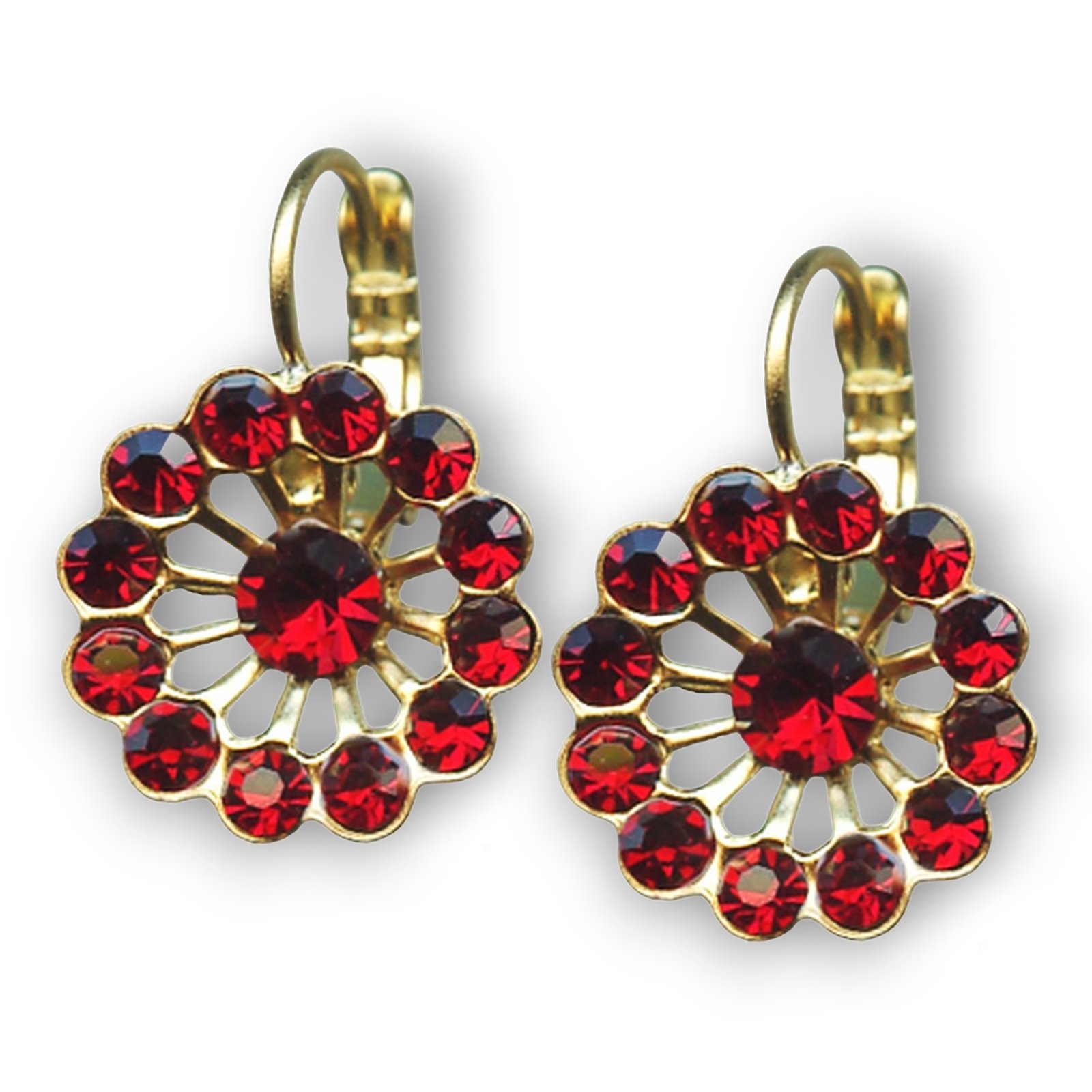 E-1195-1-208208-YG6 (1) Mariana Earrings Floral Siam Austrian Crystals Primrose Cocktail Hour Coll. - Image 1
