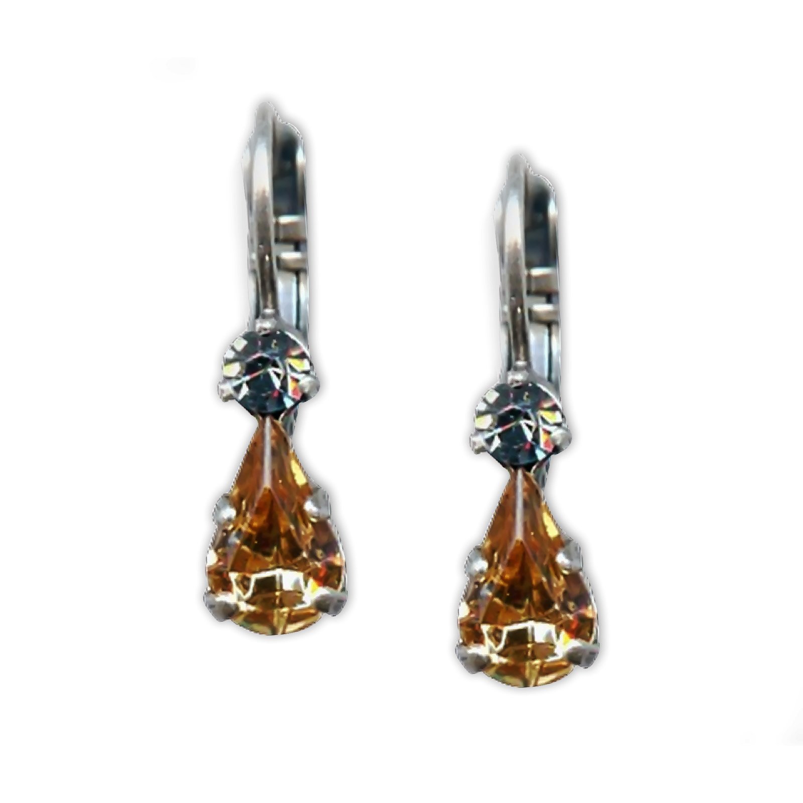 E-1204-216-3-SP6 (1) Mariana Earrings Lovely Champagne & Pale Blue Austrian Crystals Moondrops Cocktail Hour Coll. - Image 1