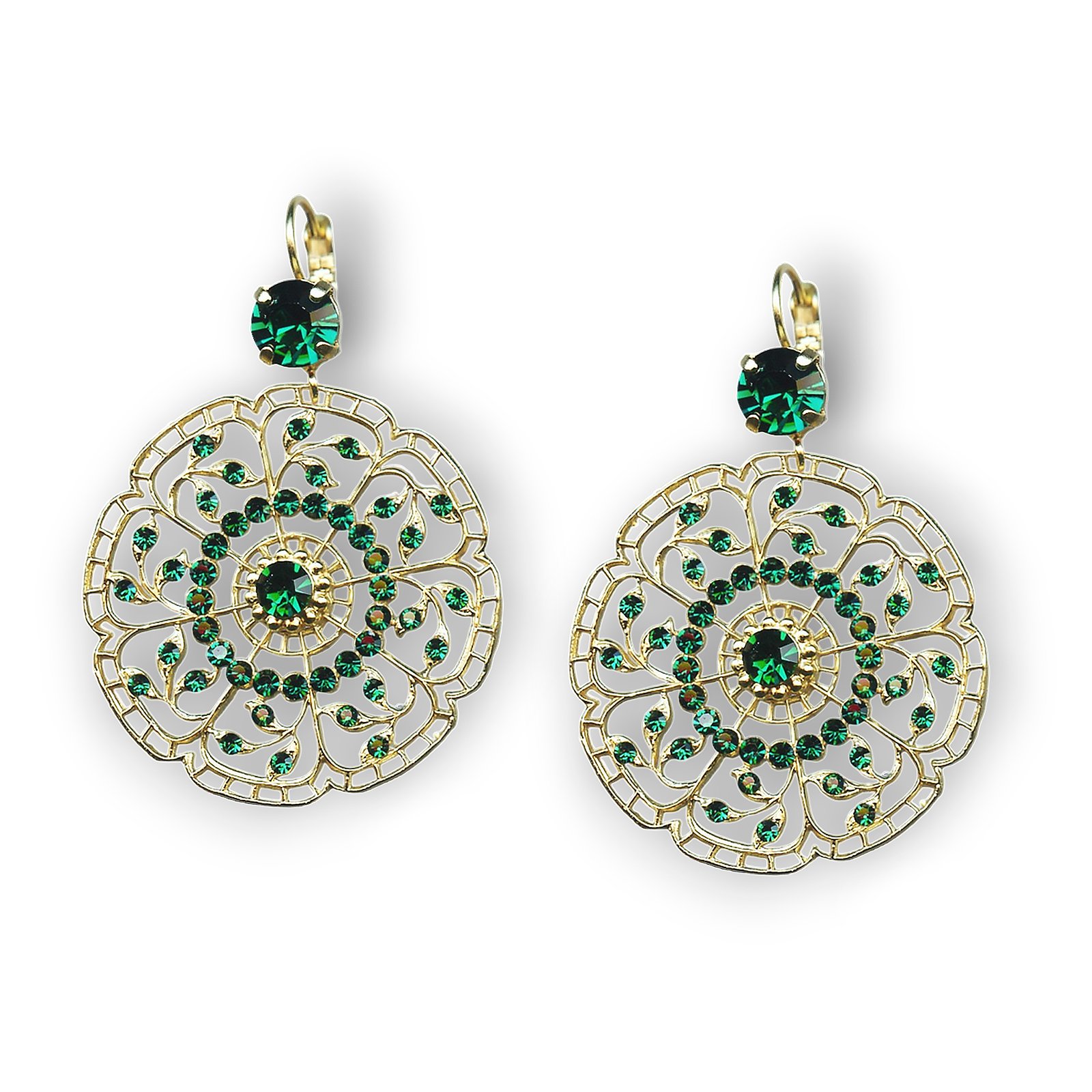 E-1210-205205-YG6 (1) Earrings By Mariana Woman Boho Chic Emerald Swarovski Crystals - Image 1