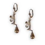 Mariana Earrings Fab Champagne & Pale Blue Austrian Crystals Moondrops Cocktail Hour Coll.