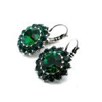 Earrings By Mariana My Treasures Coll. Floral Emerald Swarovski Crystals