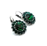 Earrings By Mariana My Treasures Coll. Floral Emerald Swarovski Crystals - Image 2