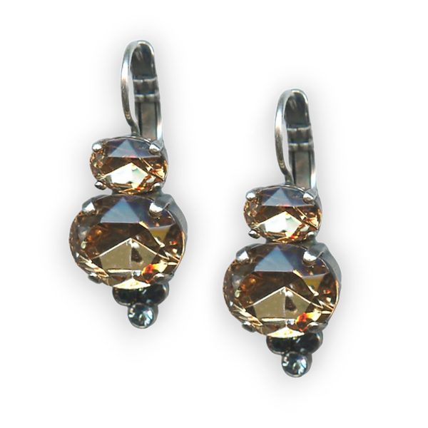 Mariana Earrings Gorgeous Champagne & Pale Blue Austrian Crystals Moondrops Cocktail Hour Coll.