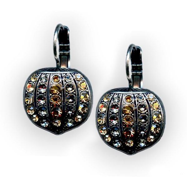 Mariana Earrings Beautiful Champagne, Amber, & Pale Blue Austrian Crystals Moondrops Cocktail Hour Coll.