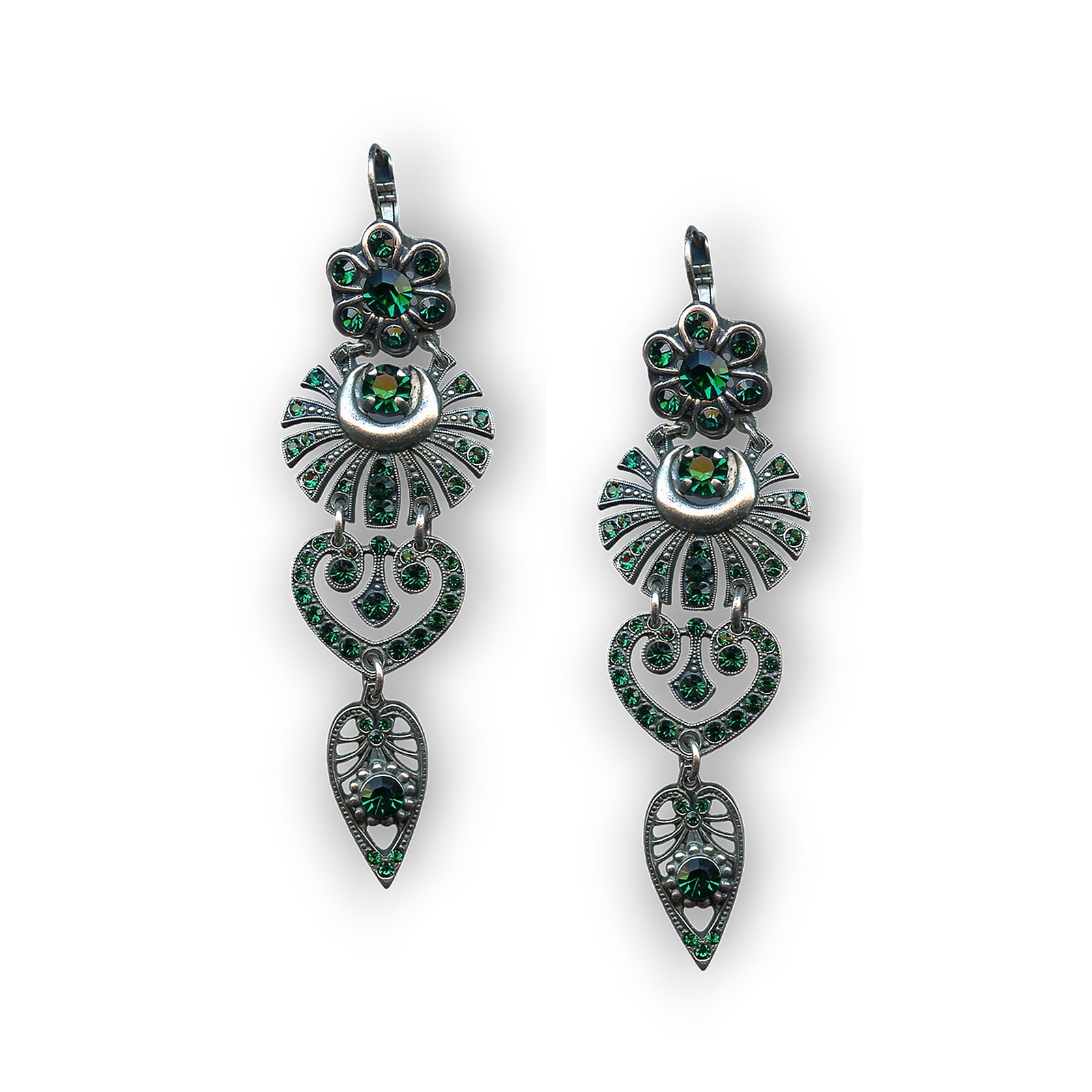 E-1423-205205-SP6 (1) Earrings By Mariana Woman Finely Drop Emerald Swarovski Crystals - Image 1
