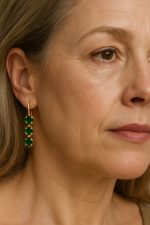 Earrings By Mariana Woman Chic Triple Tier Emerald Swarovski Crystals - Image 3
