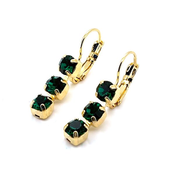 Earrings By Mariana Woman Chic Triple Tier Emerald Swarovski Crystals