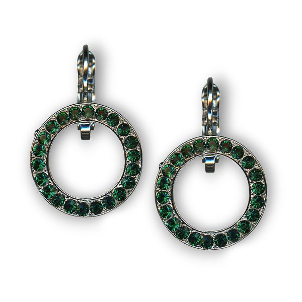 Mariana Earrings Halo Encrusted Emerald Austrian Crystals My Treasures Coll.