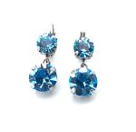 Earrings By Mariana My Treasures Coll. Dangling Aquamarine Swarovski Crystals - Image 2