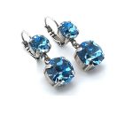 Earrings By Mariana My Treasures Coll. Dangling Aquamarine Swarovski Crystals - Image 3
