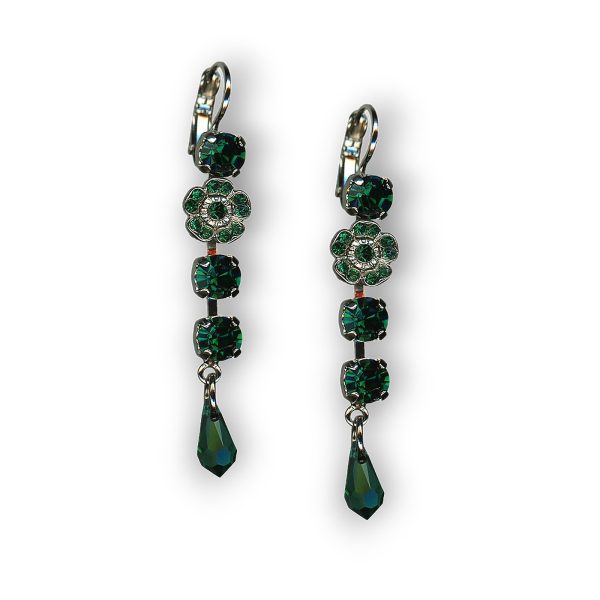 Mariana Earrings Multi Tier Floral Emerald Austrian Crystals My Treasures Coll.