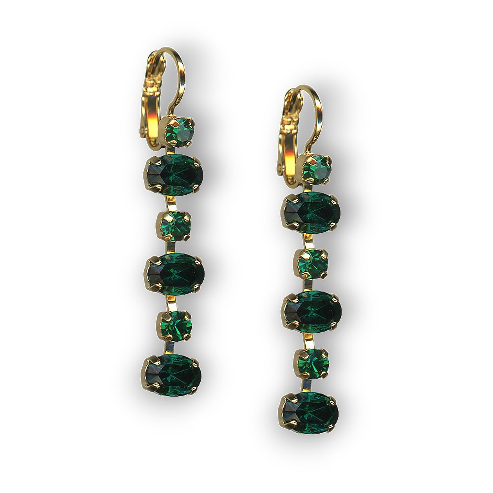 E-1508-3-205205-YG6 (1) Earrings By Mariana Woman Elegant Oval Emerald Swarovski Crystals - Image 1