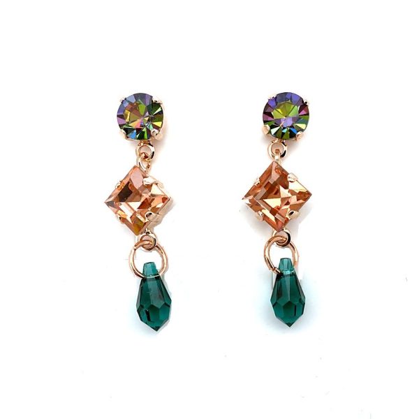 Mariana Earrings Crystal Paradise Shine ,Green & Peach Austrian Crystals Imagine Nostalgia Coll.