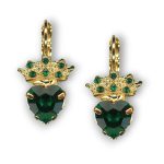 Earrings By Mariana Woman Heart Tiara Emerald Swarovski Crystals - Image 2