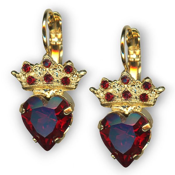 Mariana Earrings Heart Tiara Siam Austrian Crystals Primrose Cocktail Hour Coll.