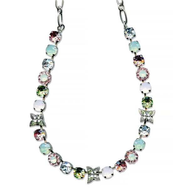 Mariana Necklace Charming Lt Rose, Chrysolite Opal, Peridot, Rose Opal, & Clear Austrian Crystals Eternity Nirvana Coll.