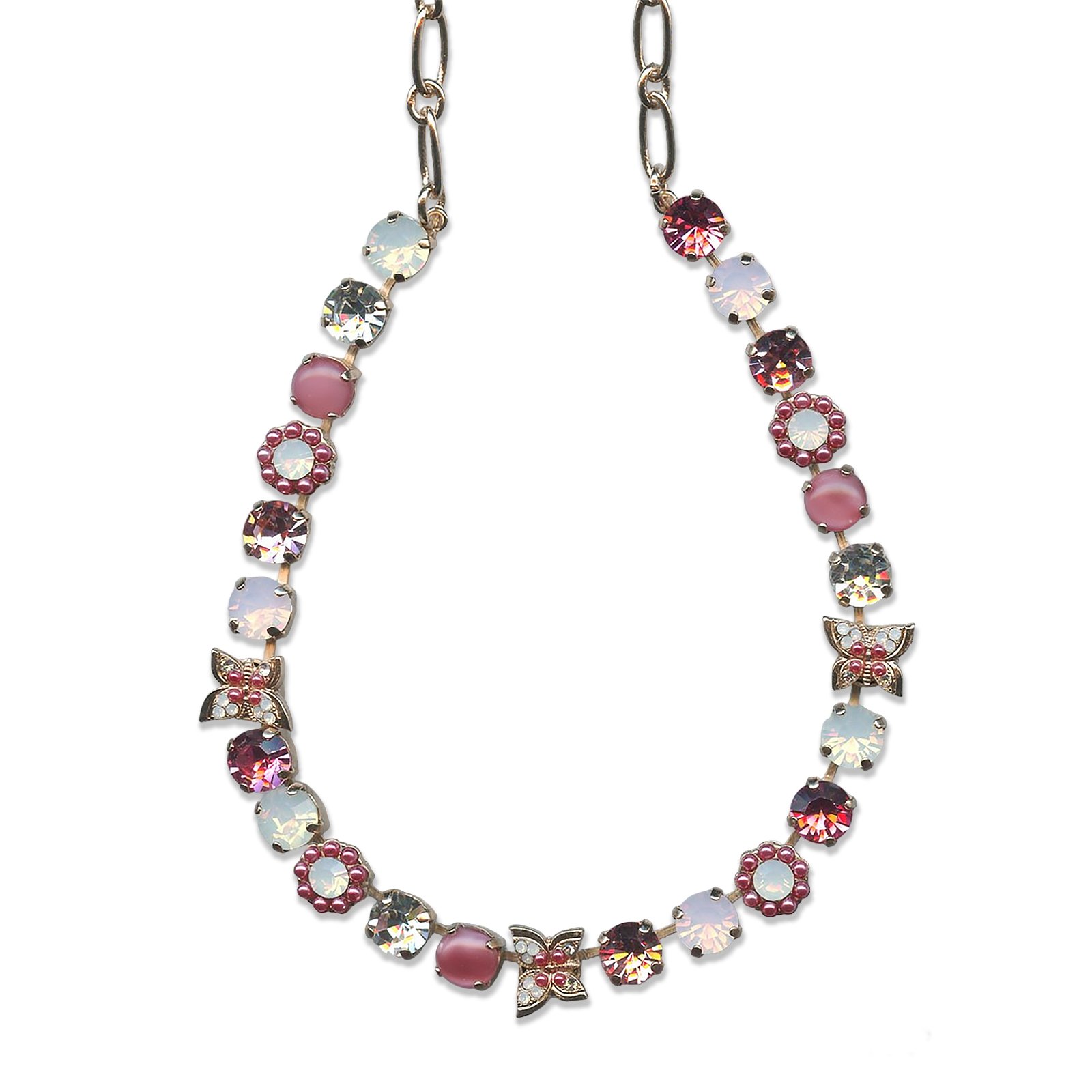 N-3063-1046-RG (1) Mariana Necklace Adorable Pink Opal, Pink Pearl, White Opal, Rose Opal, Lt Rose, & Clear Austrian Crystals Silk Road Coll. - Image 1