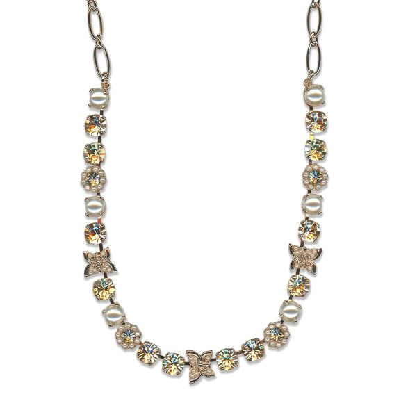 Mariana Necklace Timeless Pearl, Lt Peach, & Golden Shadow Austrian Crystals Meet Me in Marseille Summer 2022 Coll.
