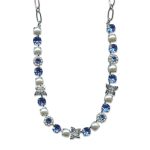Mariana Necklace Elegant Pearl & Sapphire Austrian Crystals My Treasures Coll. - Image 2