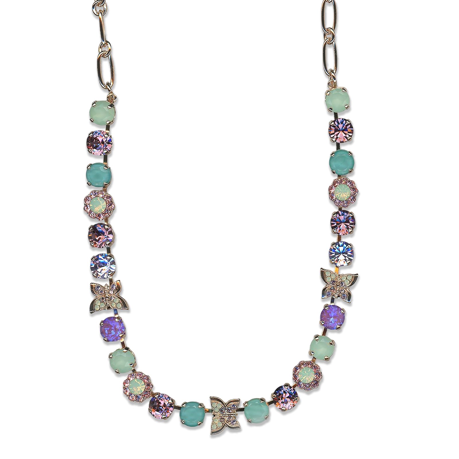 N-3063-1910-RG (1) Necklace By Mariana Woman Gorgeous Chrysolite Opal and Violet Swarovski Crystals - Image 1