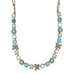 Mariana Necklace White Shell, Turq Mineral, & Cream Pearl Austrian Crystals New Moon Mystique Winter 2019 Coll. - Image 2