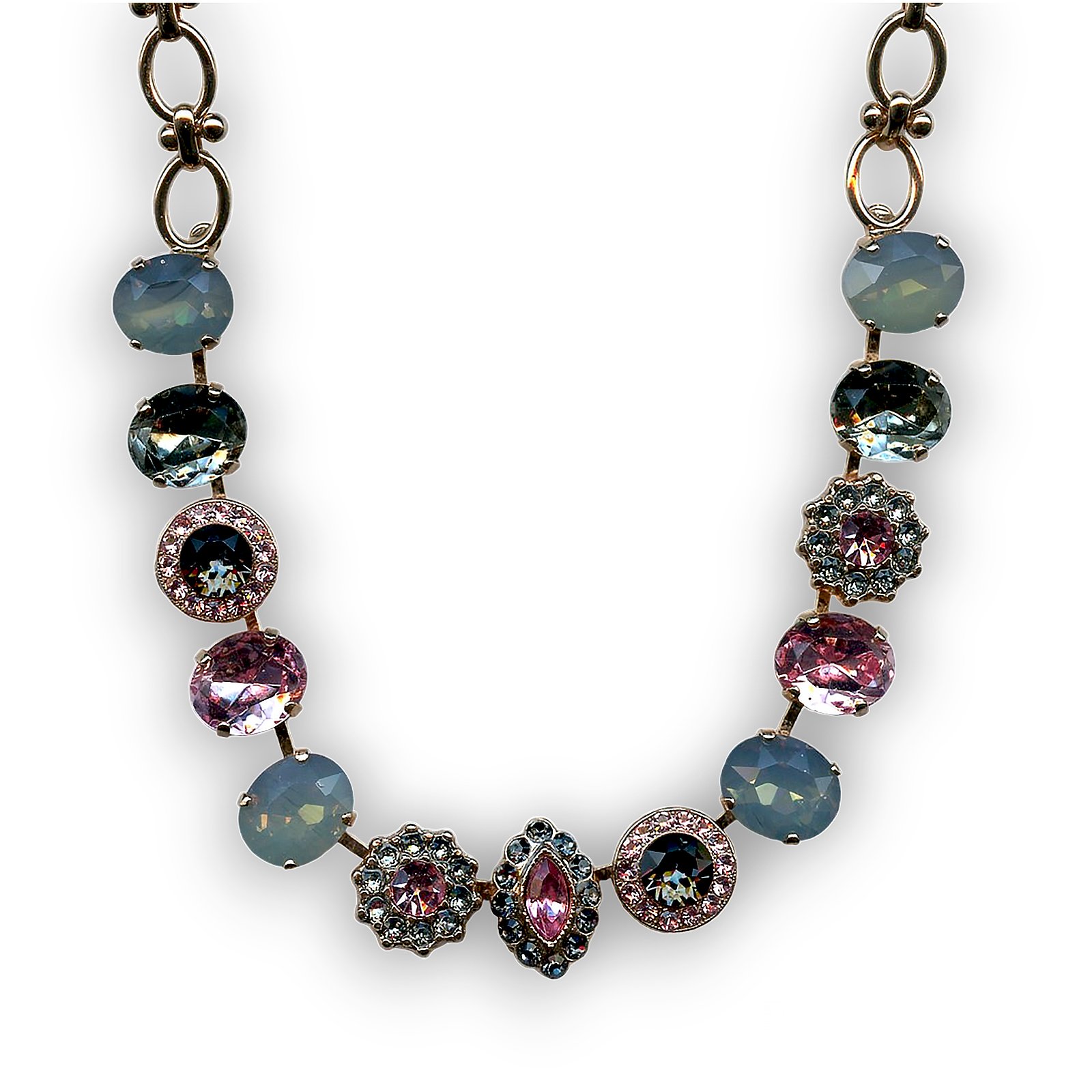 N-3115-1-1083-RG (1) Mariana Necklace Gorgeous Silver Night, Lt Rose, & Grey Opal Austrian Crystals Madagascar Africa Coll. - Image 1
