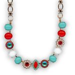Mariana Necklace Precious Turq, Red Coral, Laguna Delite, Siam, Pearl, & Chalk White Austrian Crystals Happiness Joy Of Life Coll. - Image 3