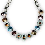 Mariana Necklace Exquisite Lt Amethyst, Golden Shadow, Amber, Aquamarine, & Pacific Opal Austrian Crystals My Treasures Coll.