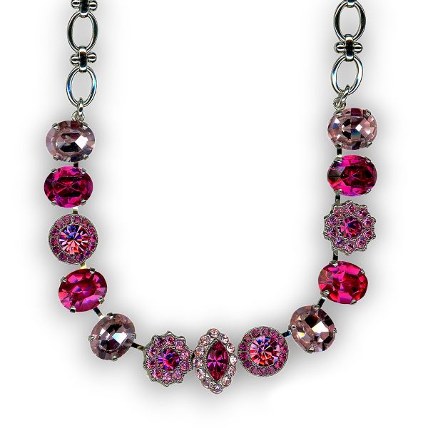 Mariana Necklace Charming Fuchsia, Rose, & Lt Rose Austrian Crystals Saba Caribbean Life Coll.