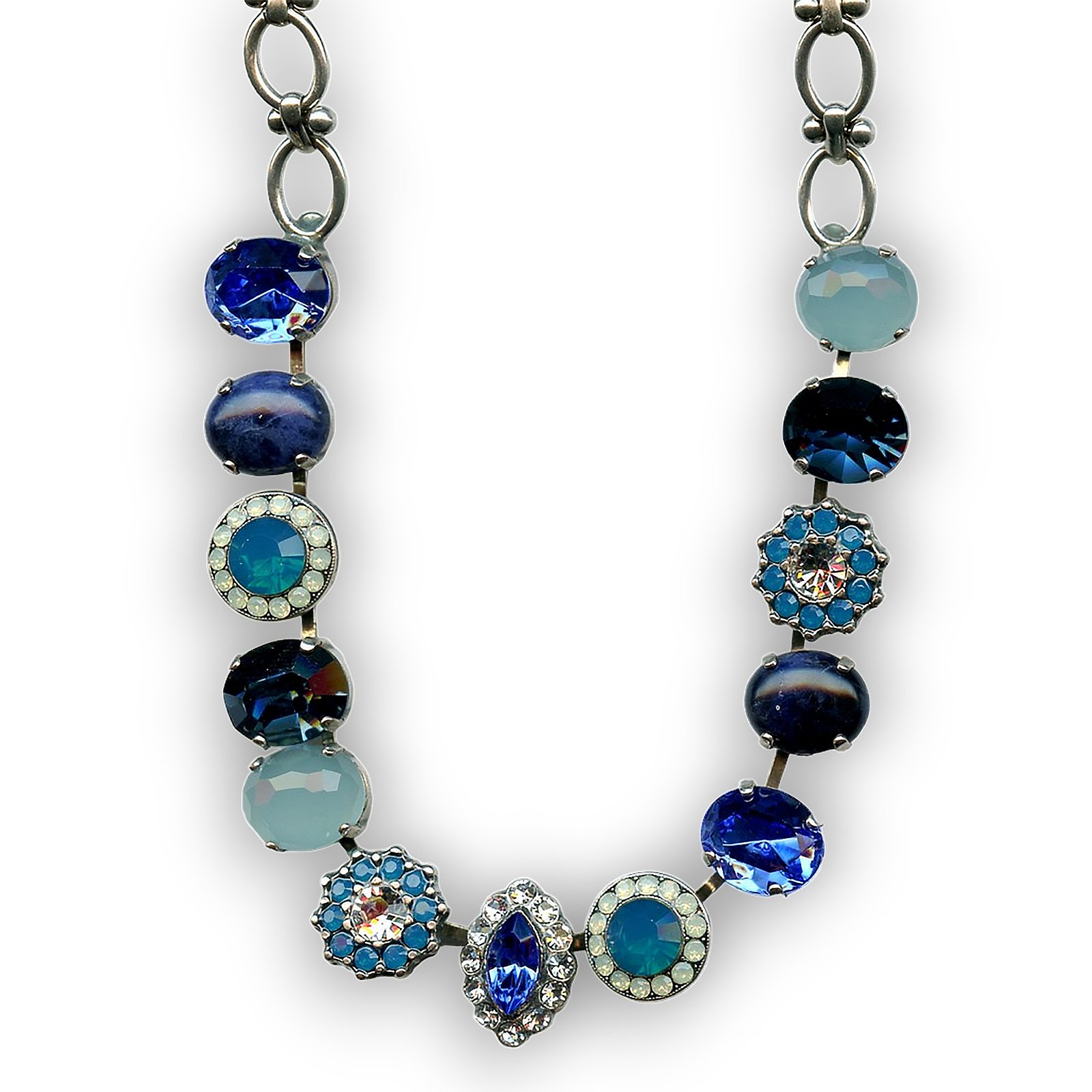 N-3115-1-M1041-SP (1) Mariana Necklace Glamorous Syn Azurite Mineral & Blues Austrian Crystals Zhang Silk Road Coll. - Image 1