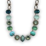 Necklace By Mariana Woman Glamorous Turquoise Mineral and Peridot Swarovski Crystals - Image 2