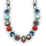 Mariana Necklace Preppy Turq Mineral, Orange Opal, Aquamarine, & Hyacinth Austrian Crystals Serengeti Africa Coll. - Image 3