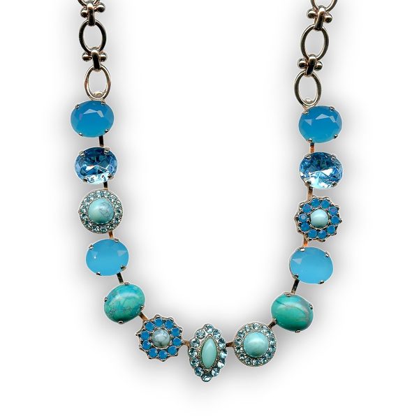 Mariana Necklace Alluring Turq Mineral, Caribbean Blue Opal, & Aquamarine Austrian Crystals Zambezi Africa Coll.