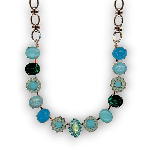 Mariana Necklace Elegant Turq Mineral, Pacific Opal, Emerald, Blue Opal, & Teal Austrian Crystals My Treasures Coll.