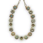 Mariana Necklace Floral Chrysolite Opal, Lt Peach, Turq, & Clear Austrian Crystals Summer Palace Silk Road Coll. - Image 3