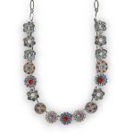Mariana Necklace Shimmering Floral Violet, Denim Blue, Lt Siam, Lt Sapphire, Jonquil, & Rose Opal Austrian Crystals Gaea Odyssey Coll.