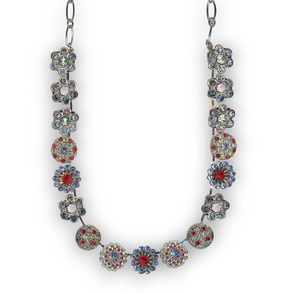 Mariana Necklace Shimmering Floral Violet, Denim Blue, Lt Siam, Lt Sapphire, Jonquil, & Rose Opal Austrian Crystals Gaea Odyssey Coll.