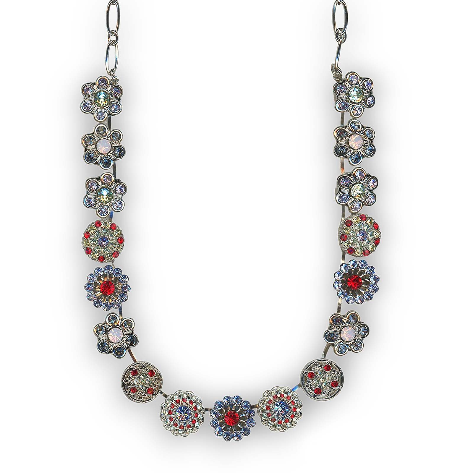 N-3138-1090-SP (1) Mariana Necklace Shimmering Floral Violet, Denim Blue, Lt Siam, Lt Sapphire, Jonquil, & Rose Opal Austrian Crystals Gaea Odyssey Coll. - Image 1