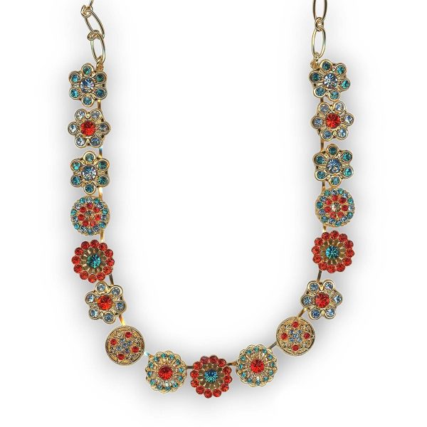 Mariana Necklace Fab Red, Aqua, & Teal  Austrian Crystals Tinsel  Winter Wonderland Coll.